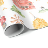Niedliches Kids Bauer Muster mit Vorname Geschenkpapier (Rolleneckpunkt)
