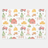 Niedliches Kids Bauer Muster mit Vorname Geschenkpapier Set (Vorderseite)