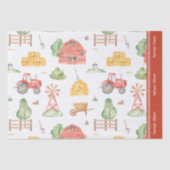 Niedliches Kids Bauer Muster mit Vorname Seidenpapier (Vorderseite)