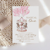 Niedliches Kid's Carousel Unicorn Girly 1. Geburts Einladung