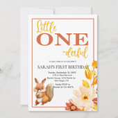 Niedliches Kids Eichhörnchen Erster Geburtstag Einladung (Vorderseite)