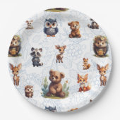 Niedliches Kids Woodland Animations Muster Pappteller (Vorderseite)