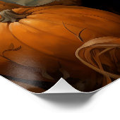 Niedliches Kind, das einen Pumpkin-Herbst hält Poster (Ecke)