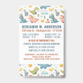 Niedliches Kind Dinosaurier Farbiges, benutzerdefi Ausweis (Back)