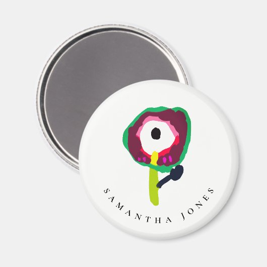 Niedliches Kind Gezeichnet farbenfrohe grüne Rosa Magnet (Vorderseite/Rückseite)