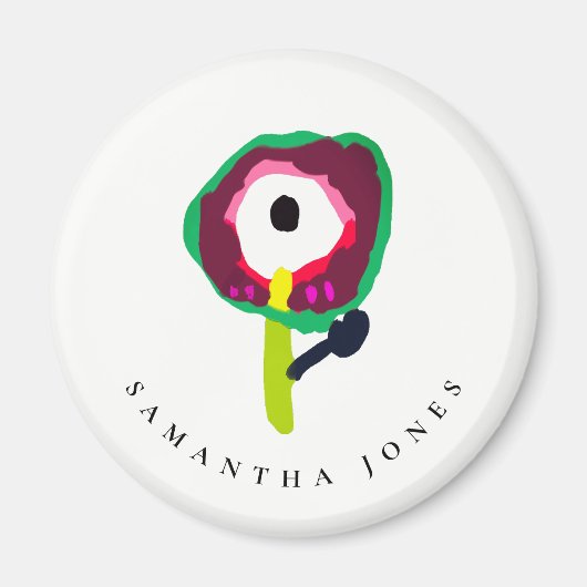 Niedliches Kind Gezeichnet farbenfrohe grüne Rosa Magnet (Vorne)