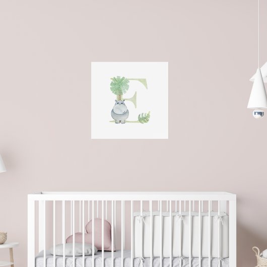 Niedliches Kind HIPPO Monogramm E Kinderzimmer Poster (Kinderzimmer 2)