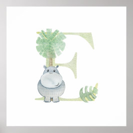 Niedliches Kind HIPPO Monogramm E Kinderzimmer Poster