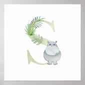 Niedliches Kind HIPPO Monogramm S Kinderzimmer Poster (Vorne)