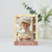 Niedliches Kind mit handgefertigten Süßigkeiten Postkarte (Stehend Vorderseite)