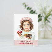 Niedliches Kind mit herzförmigen Samtkuchenschokol Postkarte (Stehend Vorderseite)