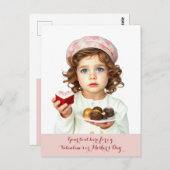 Niedliches Kind mit herzförmigen Samtkuchenschokol Postkarte (Vorne/Hinten)