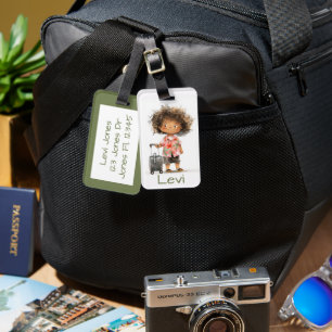 Niedliches Kind mit Kleinkind Gepäckanhänger