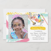 Niedliches Kind Party Geburtstagskunst Foto einlad Einladung (Vorderseite)