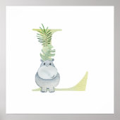 Niedliches Kind Tieres HIPPO Monogramm L Kinderzim Poster (Vorne)