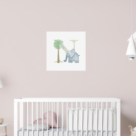 Niedliches Kind Tierisches ELEPHANT Monogramm N Ki Poster