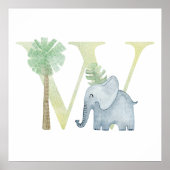 Niedliches Kind Tierisches ELEPHANT Monogramm W Ki Poster (Vorne)