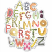 Niedliches Kinderalphabet mit Früchten - zurück zu Aufkleber (Vorderseite)