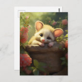 Niedliches Kinderbett im Garten Postkarte (Vorne/Hinten)