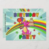 Niedliches Kinderdinosaurier-Geburtstags-Party Einladung (Vorne/Hinten)