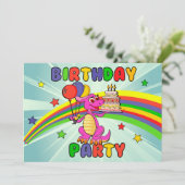 Niedliches Kinderdinosaurier-Geburtstags-Party Einladung (Stehend Vorderseite)