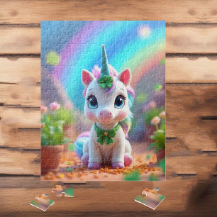 Niedliches Kindereinhorn und Regenbogen, Mädchen Puzzle
