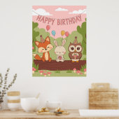 Niedliches Kindergeburtsstil mit Fox, Bunny & Owl Poster (Küche)