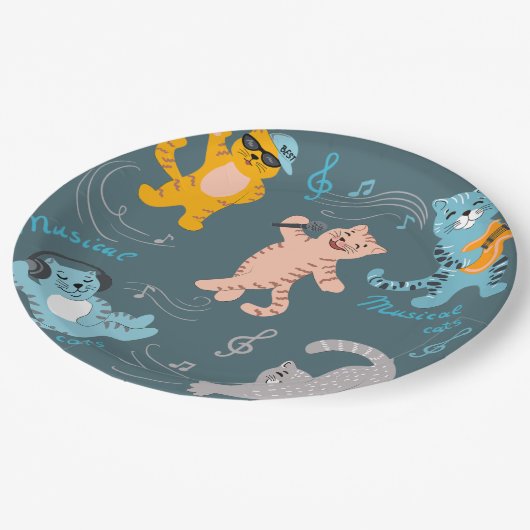 Niedliches Kindergeburtstag-Party für Katzen Pappteller (Schrägansicht)