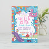 Niedliches Kindergeburtstag-Party mit Wasserrutsch Einladung (Stehend Vorderseite)