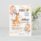 Niedliches Kinderpferd Geburtstagsparty einladen Einladung (Stehend Vorderseite)