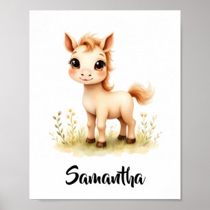 Niedliches Kinderpferd Personalisiertes Kinderzimm Poster
