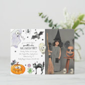 Niedliches Kinderspiel Foto Halloween Einladung (Stehend Vorderseite)