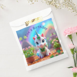 Niedliches Kinderspiel und Regenbogen, Mädchengebu Geschenktütchen