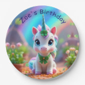 Niedliches Kinderspiel und Regenbogen, Mädchengebu Pappteller (Vorderseite)