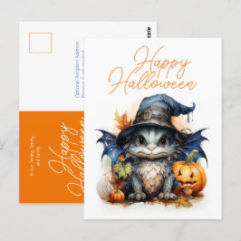 Niedliches Kinderspiel Watercolor Dragon Halloween Postkarte