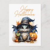 Niedliches Kinderspiel Watercolor Dragon Halloween Postkarte (Vorderseite)