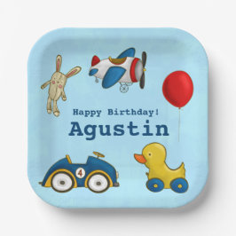 Niedliches Kinderspielzeug zum Geburtstag glücklic Pappteller