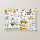 Niedliches Kinderwagen- und Spielzeugmuster mit de Dekokissen (Rückseite)