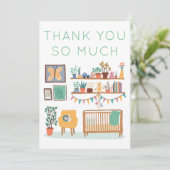Niedliches Kinderzimmer BABY SHOWER GIFTS Dankeskarte (Stehend Vorderseite)