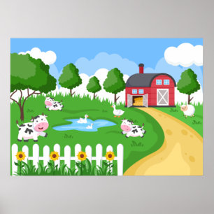 niedliches Kinderzimmer Bauernhof Poster