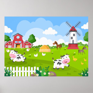 niedliches Kinderzimmer Bauernhof Poster