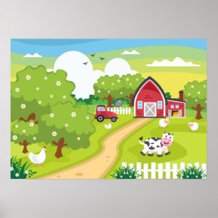 niedliches Kinderzimmer Bauernhof Poster