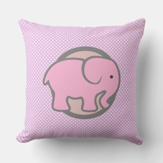 Niedliches Kinderzimmer Dekor Pink Elephant Polka Kissen (Vorderseite)