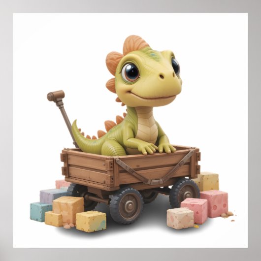 Niedliches Kinderzimmer Dinosaurier  Poster Baby R (Vorne)