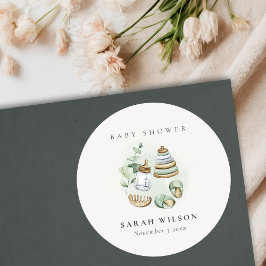 Niedliches Kinderzimmer Essential Leafy Green Baby Runder Aufkleber