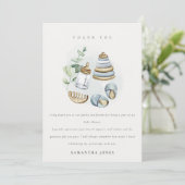 Niedliches Kinderzimmer Essenzielle Leafy Blue Boy Dankeskarte (Stehend Vorderseite)