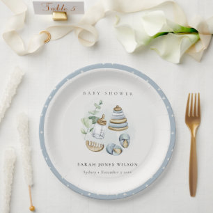 Niedliches Kinderzimmer Essenzielle Leafy Blue Boy Pappteller