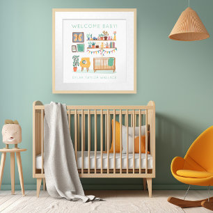 Niedliches Kinderzimmer Illustration CUSTOM BABY N Poster