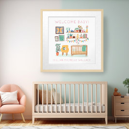 Niedliches Kinderzimmer Illustration CUSTOM BABY N Poster