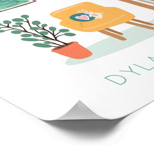 Niedliches Kinderzimmer Illustration CUSTOM BABY N Poster (Ecke)